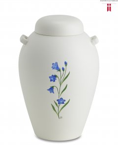 Urna i Lera med handmålad blåklocka