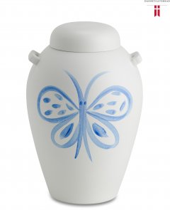 Urna i Lera med handmålad fjäril