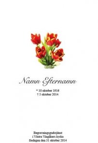 Programkort med röda tulpaner