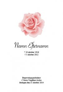 Programkort med rosa ros